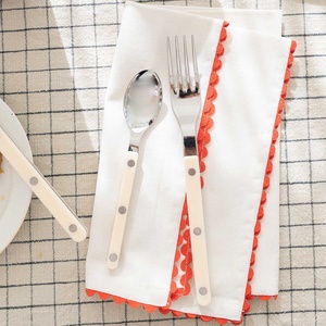 Washable Scallop Trim <b>Linen</b> <b>Cloth</b> Napkins <b>Table</b> Napkin <b>Linen</b> Set Monogram Dining <b>Table</b> Placemat <b>Linen</b> Cotton Napkins for Hotel - Product Image 1