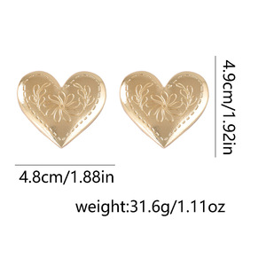 ต่างหูรูปหัวใจโลหะผสมสำหรับผู้หญิงสไตล์เท่ๆแบบย้อนยุค - Product Image 2