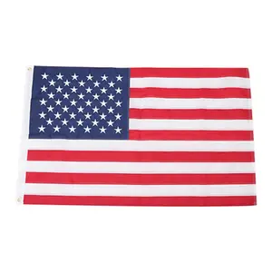 OEM logo kustom poliester bendera Amerika elang usa spanduk hitam merah biru garis Amerika bendera nasional us 3x5