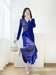 Vestido Midi Vintage Ecológico Antiarrugas 2026, Elegante y Lujoso, con Pliegues Asimétricos y Detalle de Lazo en la Cintura <span class=keywords><strong>para</strong></span> Mujer - Product Image 4