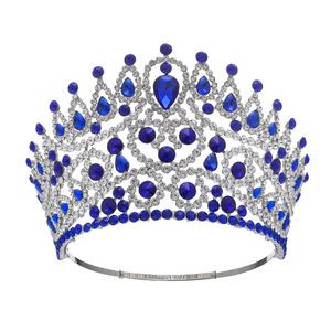 Nuovo spettacolo teatrale corona rotonda barocca corona campione di bellezza <span class=keywords><strong>5</strong></span> pollici di lusso grande corona di cristallo pieno - Product Image 4