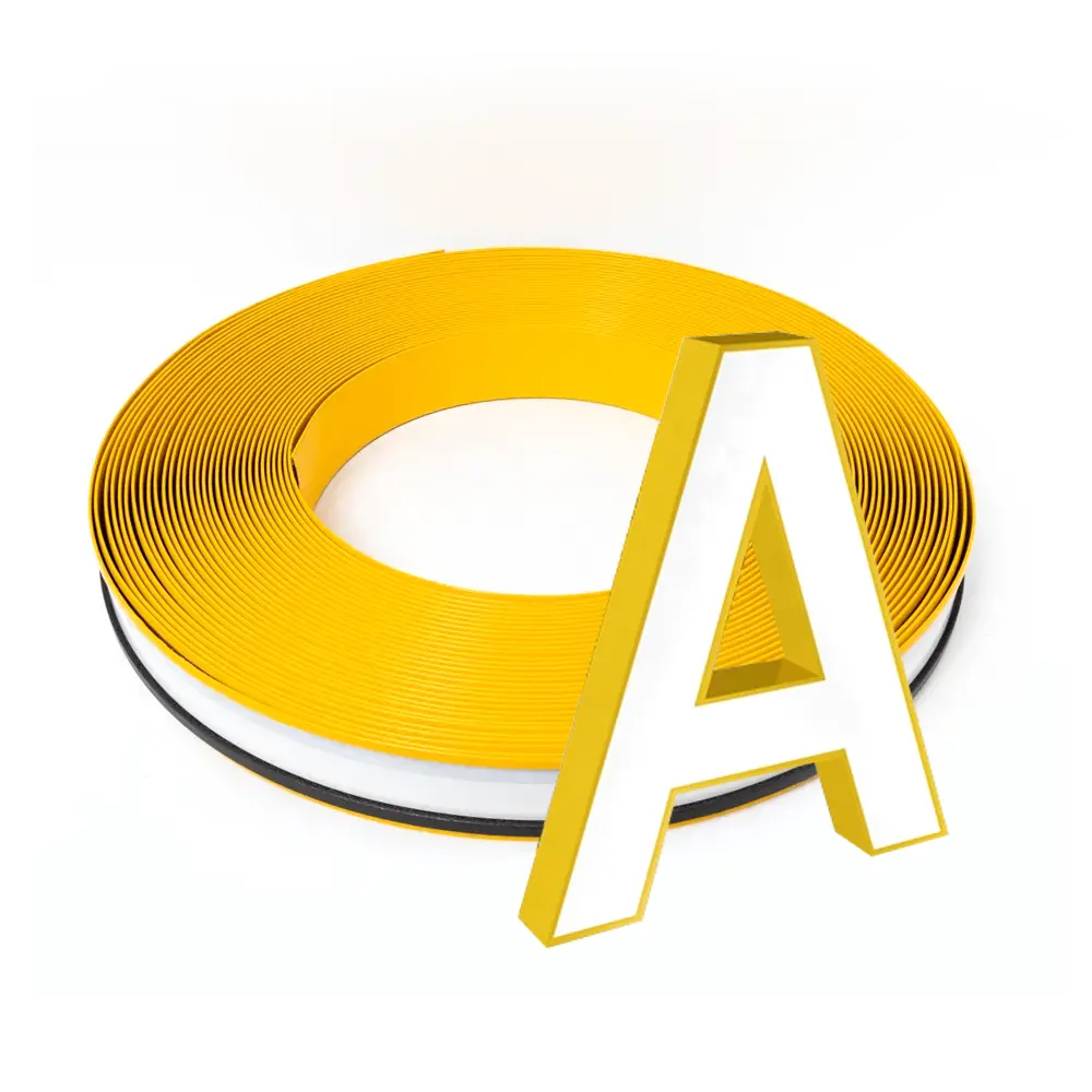 Rolo de tira de alumínio de alumínio, bobina de alumínio de letras de canal dourado com borda para sinal exterior e interior