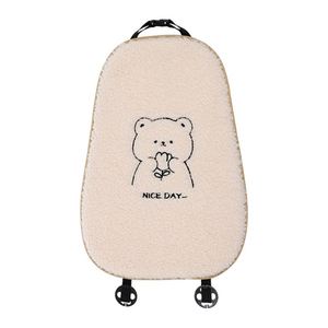 Car Seat Cushion White <b>Pink</b> Lambswool Luxury High Quality Universal Fit Plush Cute <b>Bear</b> Design Warms Car - Product Image 3