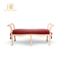 Ensembles de meubles de chambre à coucher haut de gamme lit Double en bois massif Antique Royal classique en feuille d'or lit à baldaquin King Queen Size de luxe