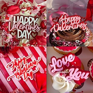 Decorazione per Torta di San Valentino a Doppio Strato in Acrilico, Topper per Torta di San Valentino - Product Image 1