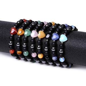 Pulsera de Piedras Preciosas Naturales con Forma de Corazón - Pulsera Elástica con Cuentas de Cuarzo Rosa/Ojo de Tigre/Carneol para Hombre, Mujer, Pareja, Regalo de Joyería - Product Image 3