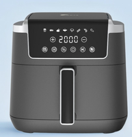 Friteuse à air électrique intelligente 4-en-1 en acier inoxydable avec contrôle numérique, capacité 5 QT, cuisson sans huile, réchauffage, croquanture par l'air, affichage LED