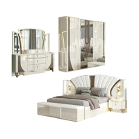 Ensemble de meubles de chambre à coucher de luxe classique, moderne, blanc, avec lit King Size et cadre en bois double avec rangement, pour villa royale