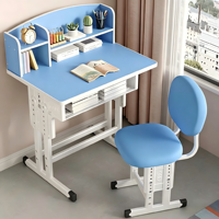 Ensemble bureau et chaise ergonomiques en bois pour enfants, réglables en hauteur avec rangement, robustes, pour chambre d'enfant, directement de l'usine