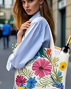 Bolsas de Tela Reutilizables de Alta Resistencia de 12oz, Medianas, Lisas, para Pintar, Bolsa de Lona Personalizada de Color para Regalo - Product Image 6