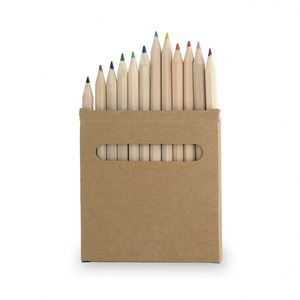 Lot promotionnel de 12 crayons en bois écologiques à encre noire, avec boîte en papier kraft recyclé, impression sérigraphiée personnalisée en gros - Product Image 1