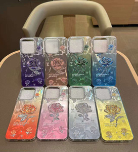 Vente d'usine : Étui de téléphone pour femme au design floral diamanté, compatible avec Samsung S25 <span class=keywords><strong>Ultra</strong></span>, S26 Plus, S24 FE, <span class=keywords><strong>S23</strong></span>, S22, S21 <span class=keywords><strong>Ultra</strong></span> - Product Image 2