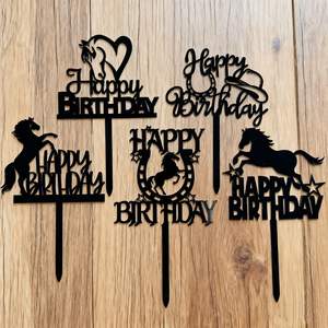 Décorations de <span class=keywords><strong>gâteau</strong></span> d'anniversaire réutilisables en acrylique, écologiques, style Ins, à <span class=keywords><strong>thème</strong></span> équestre, pour l'exportation, fournitures de fête - Product Image 4