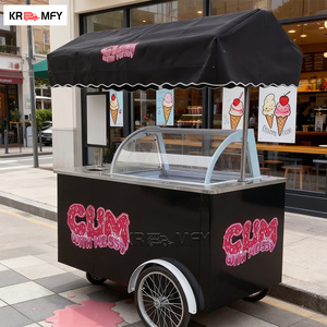Pedal Pink Mobile Ice Cream Cart with 108L Freezer 3 Wheel Electric Bicycle Adult Food <b>Bike</b> Vending Carts <b>for</b> Sale - Product Image 3