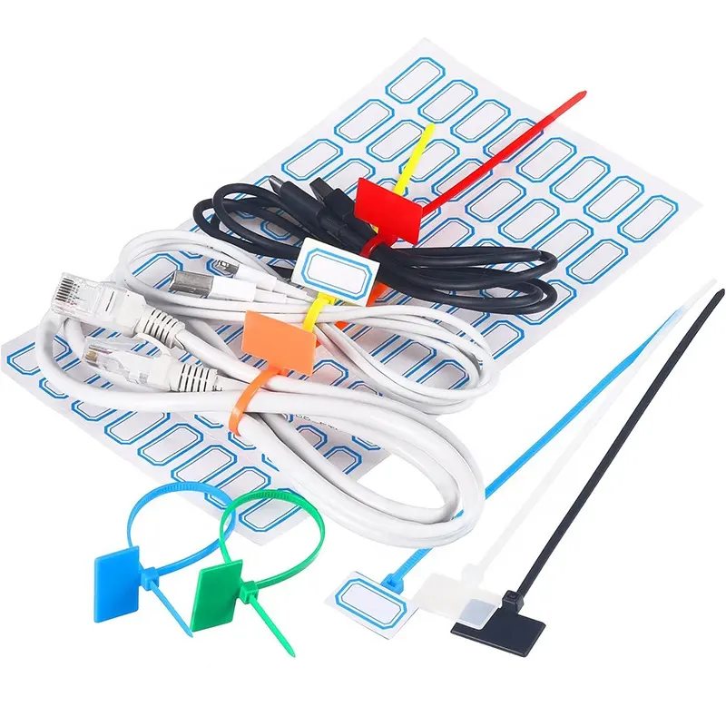 100 adet 4 inç kablo işaretleyici bağları 3x100 kablo etiketleri etiketleri renkli Zip bağları naylon tel etiketleri plastik etiketler