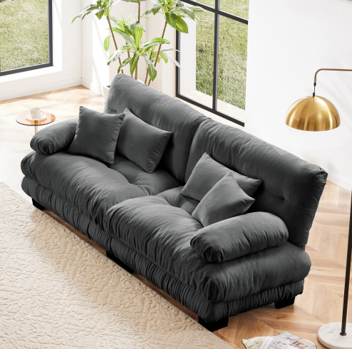 Gray + Chenille + 2 Seat