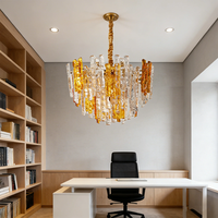 Lustres suspendus modernes de luxe en verre cristal doré pour salon, chambre et décoration de salle de conférence
