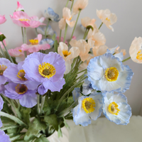 Vente en gros de fleurs de pavot artificielles en soie faites à la main pour les mariages, la décoration de la maison et les arrangements floraux pour événements