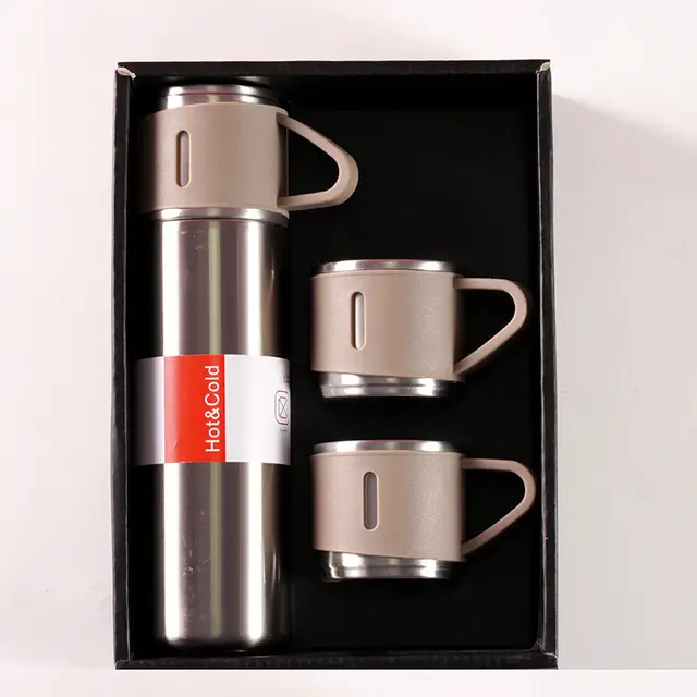 Seaygift 3 adet paslanmaz çelik iş mermi açık havada taşınabilir çift duvar vakum bardak termos termos su şişesi hediye kutu seti