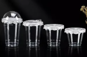 Custom Logo Pet 92 mm usa e getta bicchieri di plastica con coperchio trasparente bicchieri di plastica per bolle Tea tazze di gelato al caffè