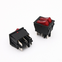 Interrupteur à bascule double industriel SUDA KCD4-202NC-2 16A 250VAC DPST 6 broches, rouge, avec voyant lumineux, certifié CE CQC, IP40