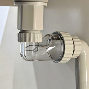 Sifón universal transparente para lavabo, antidesodorante, con sellado de agua visible, conector de desagüe para fregadero de baño - Product Image 1