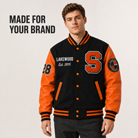 Veste universitaire personnalisée en patchwork avec patchs en chenille pour homme, mélange de laine, manches en similicuir, écologique, coupe-vent, taille, couleur et logo personnalisables