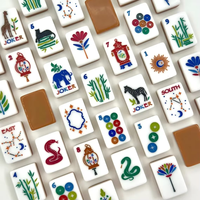 Jeu de Mahjong américain avec motifs imprimés vert sauvage, un jeu de société de Mahjong pour les soirées entre amis et le divertissement