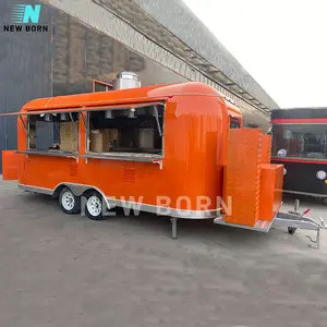 Pasgeboren 16ft Airstream Food Truck Volledig Uitgeruste Mobiele Fast Food Kar Voor Bbq Met Ons Normen En Ce Certificering