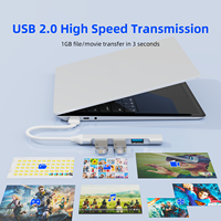 Hub USB Multiport Mini 4 Port USB 3.0 2.0, Adaptor Splitter USB-A untuk Laptop Komputer