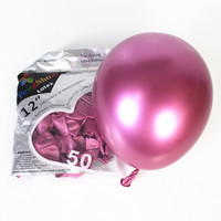 Ballon en latex uni de couleur fuchsia de 12 pouces avec finition chromée métallique pour la décoration de fête