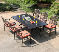 Ensemble de table et chaises de jardin en alliage d'aluminium moulé empilables pour patio, jardin, villa et balcon, meubles d'extérieur