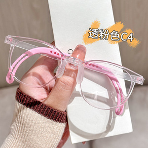 กรอบแว่นตาเด็ก TR90 9876 สีชมพูโปร่งใส น้ำหนักเบา สำหรับเด็ก ป้องกันสายตาสั้น เด็กผู้หญิง อายุ 13 ปี - Product Image 1