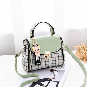 Women's Luxury Square Pattern Embroidery Cross-Shape <strong>Handbag</strong> Tote <strong>Shoulder</strong> <strong>Bag</strong> Zipper Closure Chains Girls' Messenger <strong>Bag</strong>