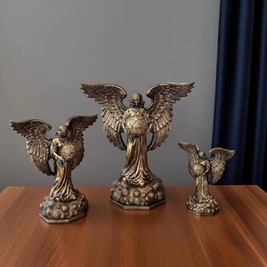 Su misura <span class=keywords><strong>angelo</strong></span> spirituale resina oro Vintage arcangelo Metatron statua geometria sacra statuetta spirituale - Product Image 4