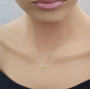 Nuevo diseño de acero inoxidable, collar de tortuga marina dorada, sin níquel e impermeable, collar con abalorio de tortuga de Origami de animales delicados - Product Image 4