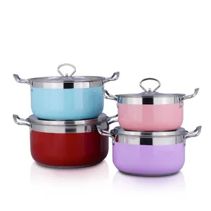 8 Piece paint spraying indian kitchen cooking appliances stainless steel pot set