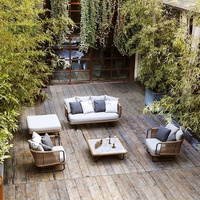 Ensemble de salon 4 pièces en aluminium tressé pour piscine, hôtel, conversation, jardin, canapé d'extérieur, mobilier de patio