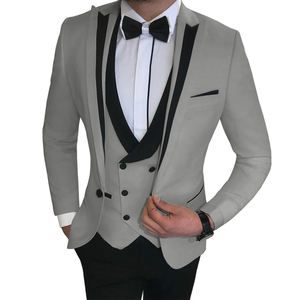 Vente en Gros de Costumes Hommes Blancs 3 Pièces Noir à Revers Châle Tuxedos de Marié Décontractés pour Mariage Garçons d'Honneur Hommes - Product Image 6
