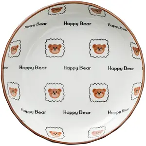 Wholesale bear ceramic plate, gourmet tableware, dessert, fruit home plate