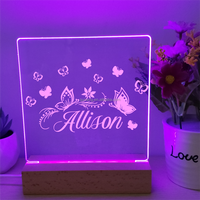 Livraison directe Veilleuse personnalisée gravée unique Cadeaux pour enfants Nom personnalisé Lune et étoiles Acrylique 3D USB Lampe