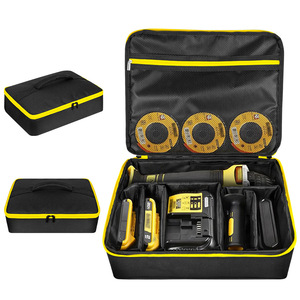 <b>Tool</b> <b>Bag</b> For Angle Grinder Accessories Multi Compartment Storage Case With Top Handle 37x28x8cm Yellow Nylon Lining - Product Image 1