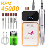 SUNKIN Ponceuse à ongles professionnelle d'usine Ensemble de forets à ongles 45000 tr/min Rechargeable E-file Machine avec LCD à faible bruit