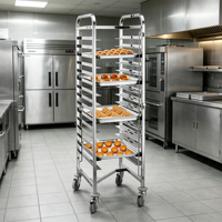 Aanpasbare 15-Tiers Dubbele Pan Roestvrij Staal 1/1 Gn Pan Trolley Groothandel Voedselbak Rek Trolley Voor Hotel En Restaurant