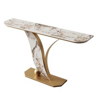 Table console moderne et décontractée en métal haut de gamme avec étagère de rangement de luxe pour l'entrée et le salon