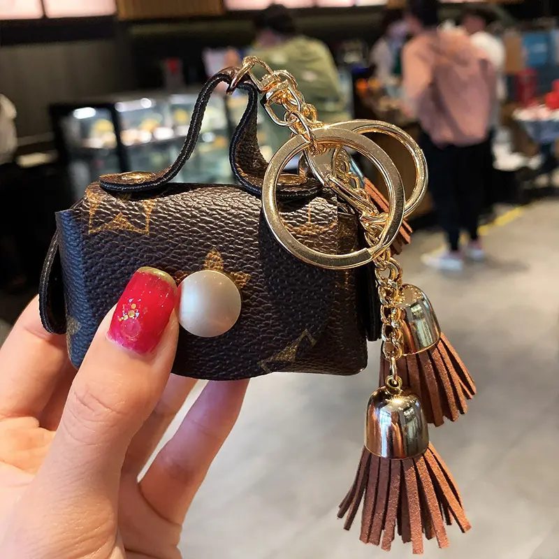 लक्जरी डिजाइनर चमड़े के बैग लटकन लटकन आकर्षण चाबी का गुच्छा कार कुंजी सिक्का पर्स कुंजी श्रृंखला