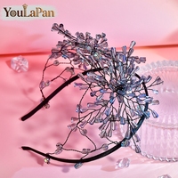 YouLaPan – bandeau de mariage envoûtant pour mariée, tissé à la main, avec diamants d'eau et flocons de neige, élégant, pour banquet et danse, YXA112