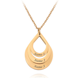 Colgante ovalado de gota de agua de acero inoxidable chapado en oro de 18 quilates, collar con colgante de monograma con nombre de letra grande para regalo de mujer - Product Image 1