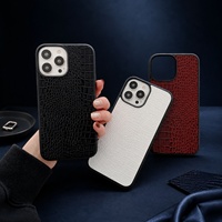 Funda de Cuero para Teléfono con Grabado de Cocodrilo, Resistente a Impactos, para iPhone