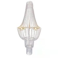 Lustre classique en métal et cristal avec indice de protection IP66, éclairage LED suspendu alimenté par courant alternatif pour centre de table de mariage